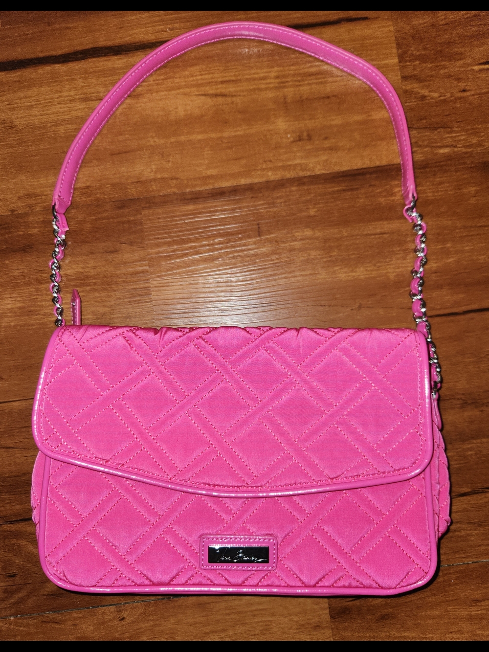 Vera Bradley Hot Pink Quilted Shoulder Bag with Chain-Accent Strap